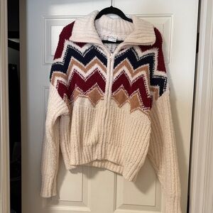 Aerie Offline Chevron Zipper Sweater